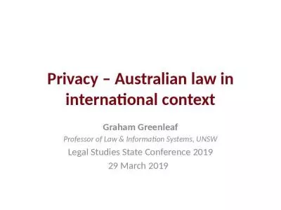 Privacy  Australian law in international context