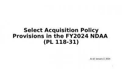 Select Acquisition Policy Provisions in the FY2024 NDAA  (PL 118-31)