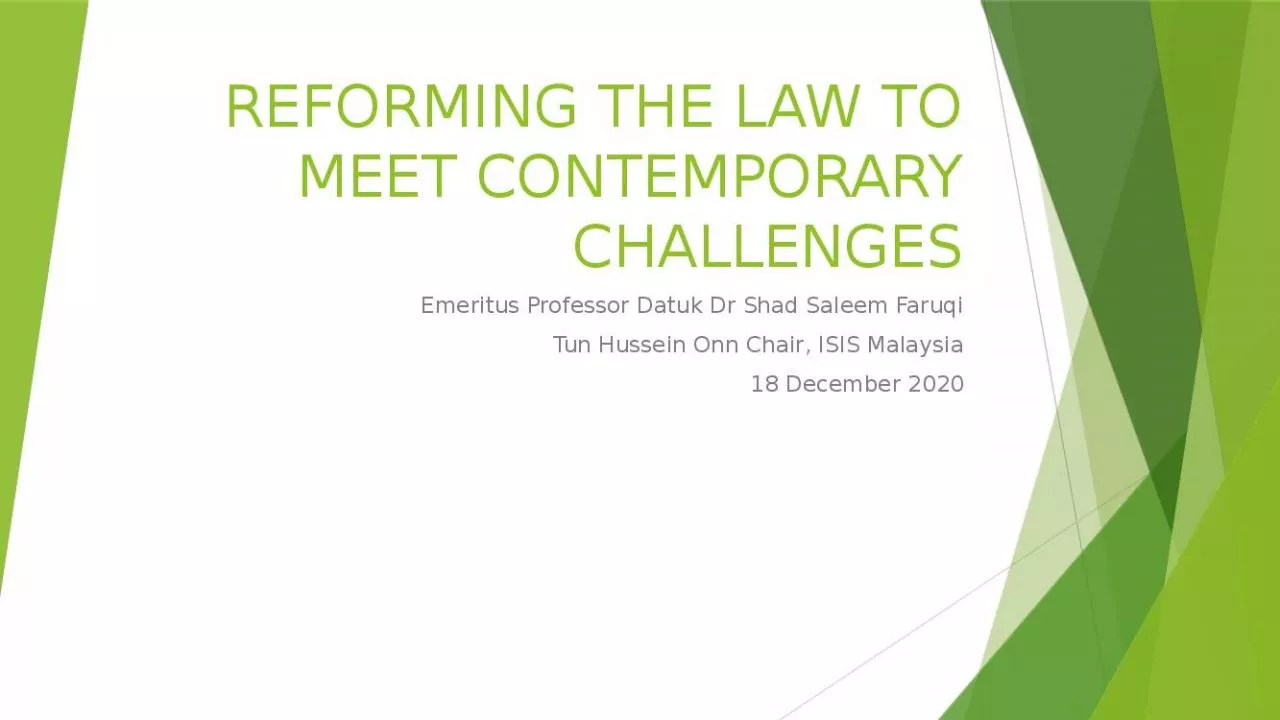 PPT-REFORMING THE LAW TO MEET CONTEMPORARY CHALLENGES