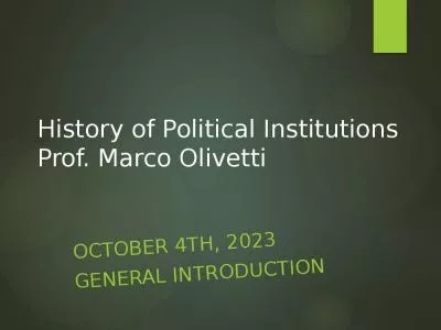 History of Political Institutions Prof. Marco Olivetti