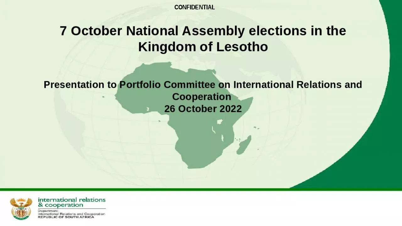 PPT-7 October National Assembly elections in the Kingdom of Lesotho Presentation to Portfolio