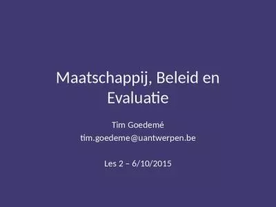 Maatschappij, Beleid en Evaluatie