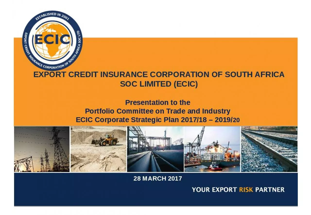 PPT-Export Credit Insurance Corporation of South Africa SOC Limited (ECIC)