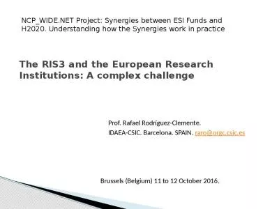 The RIS3 and the European Research Institutions: A complex challenge