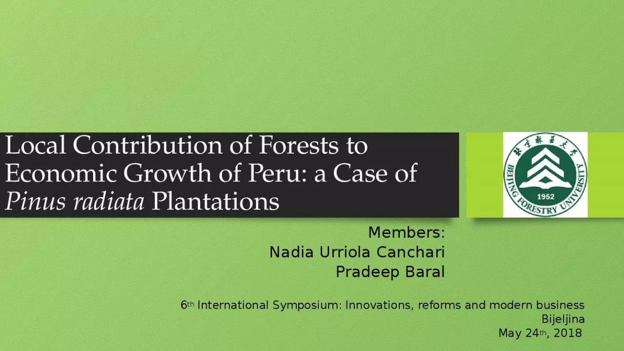 PPT-Local Contribution of Forests to Economic Growth of Peru: a Case of Pinus radiata Plantations