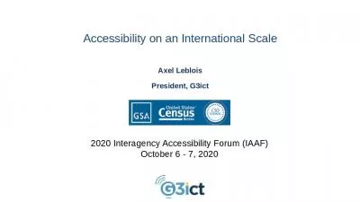 Accessibility on an International Scale