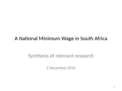 A National Minimum Wage in South Africa