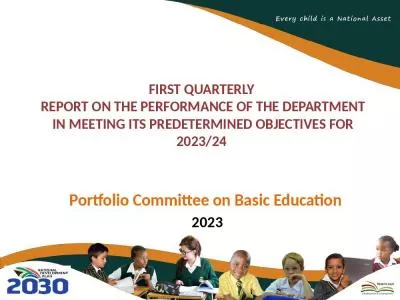 FIRST QUARTERLY  REPORT ON THE PERFORMANCE OF THE DEPARTMENT IN MEETING ITS PREDETERMINED OBJECTIVES FOR 2023/24