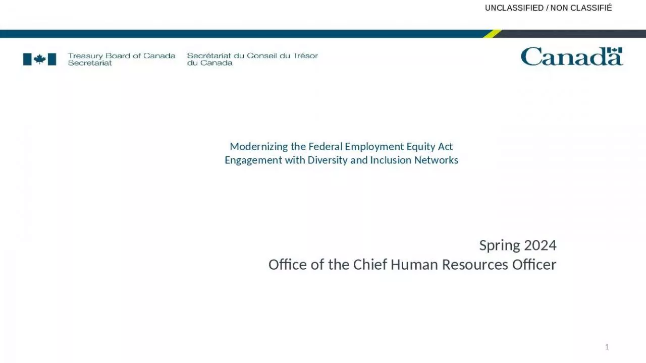 PPT-Modernizing the Federal Employment Equity Act Engagement with Diversity and Inclusion