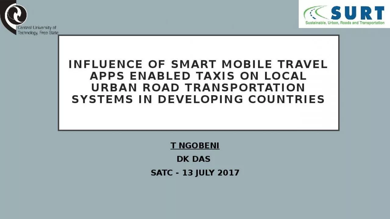 PPT-INFLUENCE OF SMART MOBILE TRAVEL APPS ENABLED TAXIS ON LOCAL URBAN ROAD TRANSPORTATION