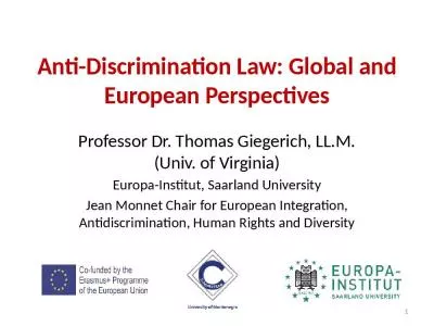 Anti-Discrimination Law: Global and European Perspectives