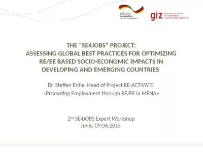 The  SE4JOBS  project: assessing global best practices for optimizing RE/EE Based socio-economic