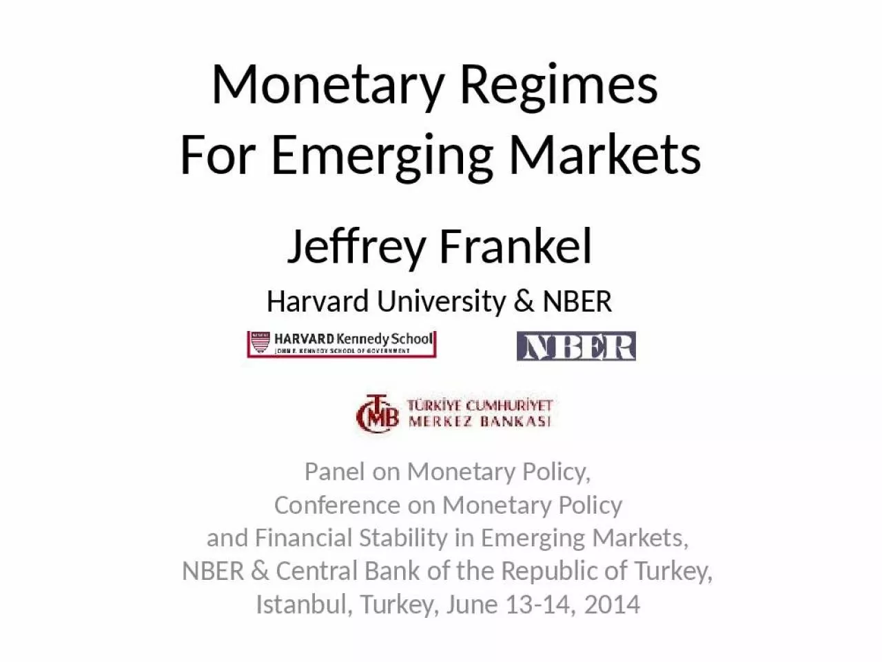 PPT-Monetary Regimes For Emerging Markets