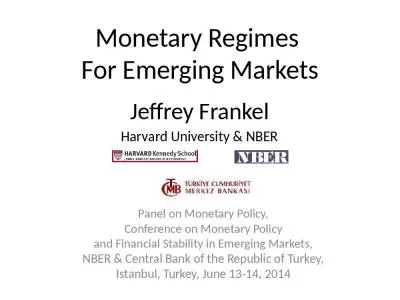 Monetary Regimes  For Emerging Markets