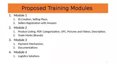 Proposed Training Modules