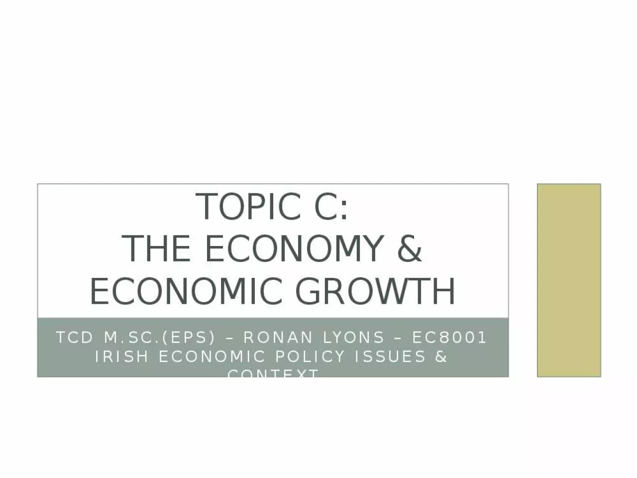 PPT-TOPIC C: The Economy & Economic Growth