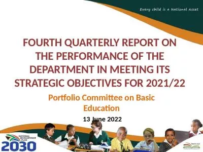 FOURTH QUARTERLY REPORT ON THE PERFORMANCE OF THE DEPARTMENT IN MEETING ITS STRATEGIC