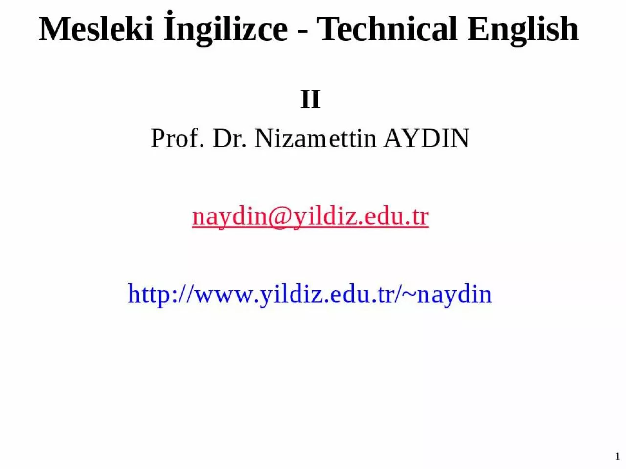 PPT-Mesleki ngilizce - Technical English