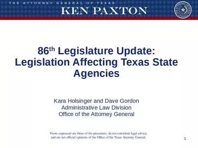 86th Legislature Update: Legislation Affecting Texas State Agencies