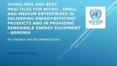 Guidelines and Best Practices for Micro-, Small and Medium Enterprises in Delivering Energy-Efficient Products and in Providing Renewable Energy Equipment - Armenia