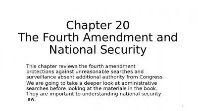 Chapter 20 The Fourth Amendment and National Security