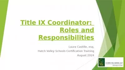 Title IX Coordinator:  Roles and Responsibilities