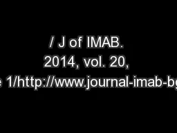 / J of IMAB. 2014, vol. 20, issue 1/http://www.journal-imab-bg.org