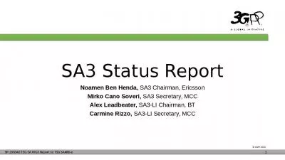 SA3 Status Report