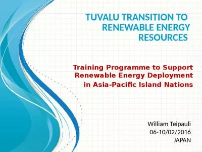 Tuvalu Transition to  Renewable energy Resources