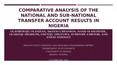 Comparative Analysis of the National and Sub-National Transfer Account Results in Nigeria