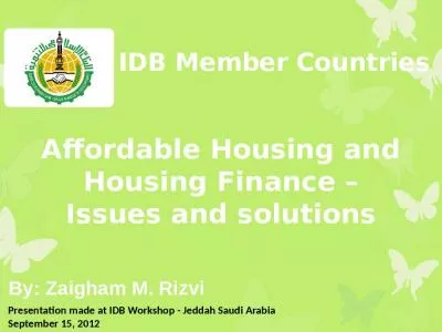 Affordable Housing and Housing Finance  Issues and solutions