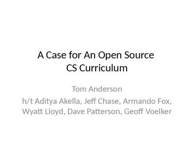 A Case for An Open Source  CS Curriculum