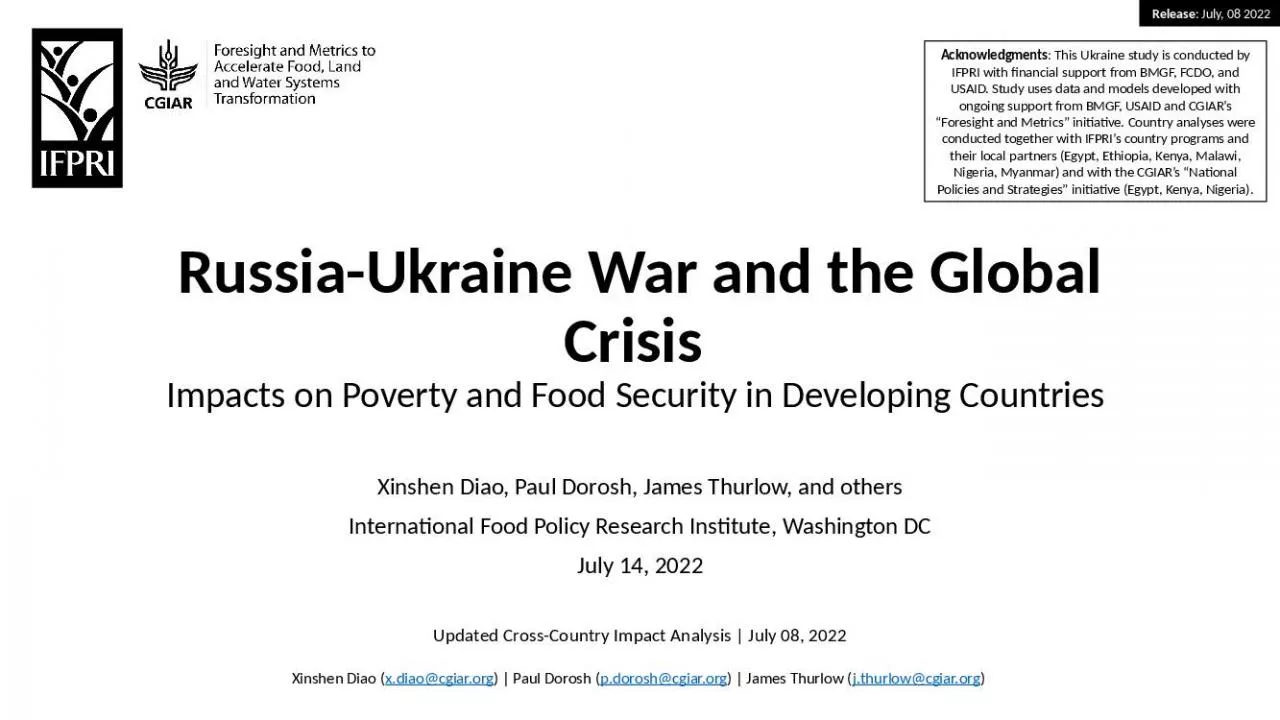 PPT-Russia-Ukraine War and the Global Crisis Impacts on Poverty and Food Security in Developing