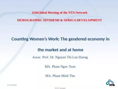 11thGlobal Meeting of the NTA Network DEMOGRAPHIC DIVIDEND & AFRICA DEVELOPMENT