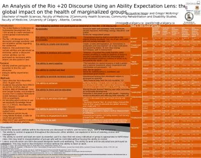 An Analysis of the Rio +20 Discourse Using an Ability Expectation Lens: the global impact on the health of marginalized groups