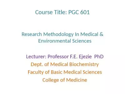 Course Title: PGC 601