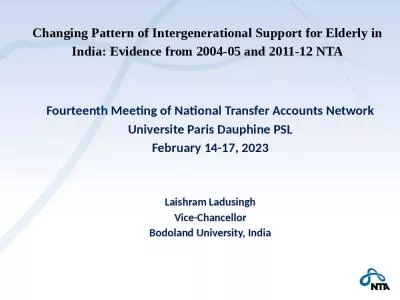 Changing Pattern of Intergenerational Support for Elderly in India: Evidence from 2004-05 and 2011-12 NTA