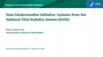 Data Modernization Initiative: Updates from the National Vital Statistics System (NVSS)