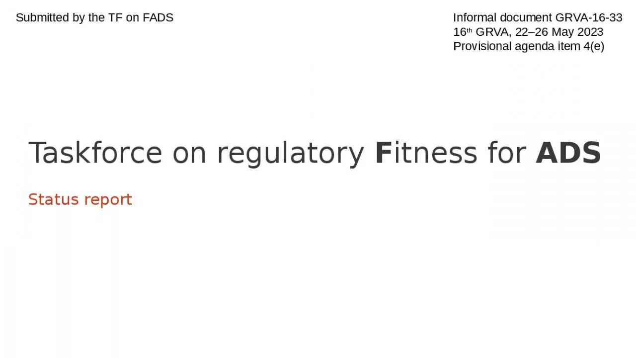 PPT-Taskforce on regulatory Fitness for ADS