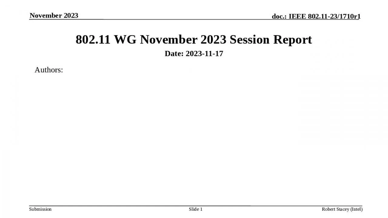 PPT-802.11 WG November 2023 Session Report