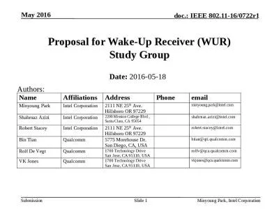 Proposal for Wake-Up Receiver (WUR) Study Group