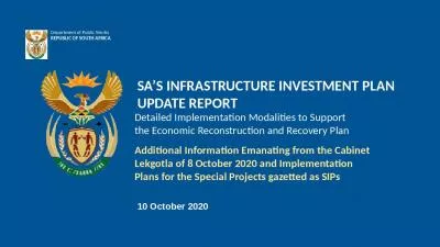 SA S INFRASTRUCTURE INVESTMENT PLAN UPDATE REPORT