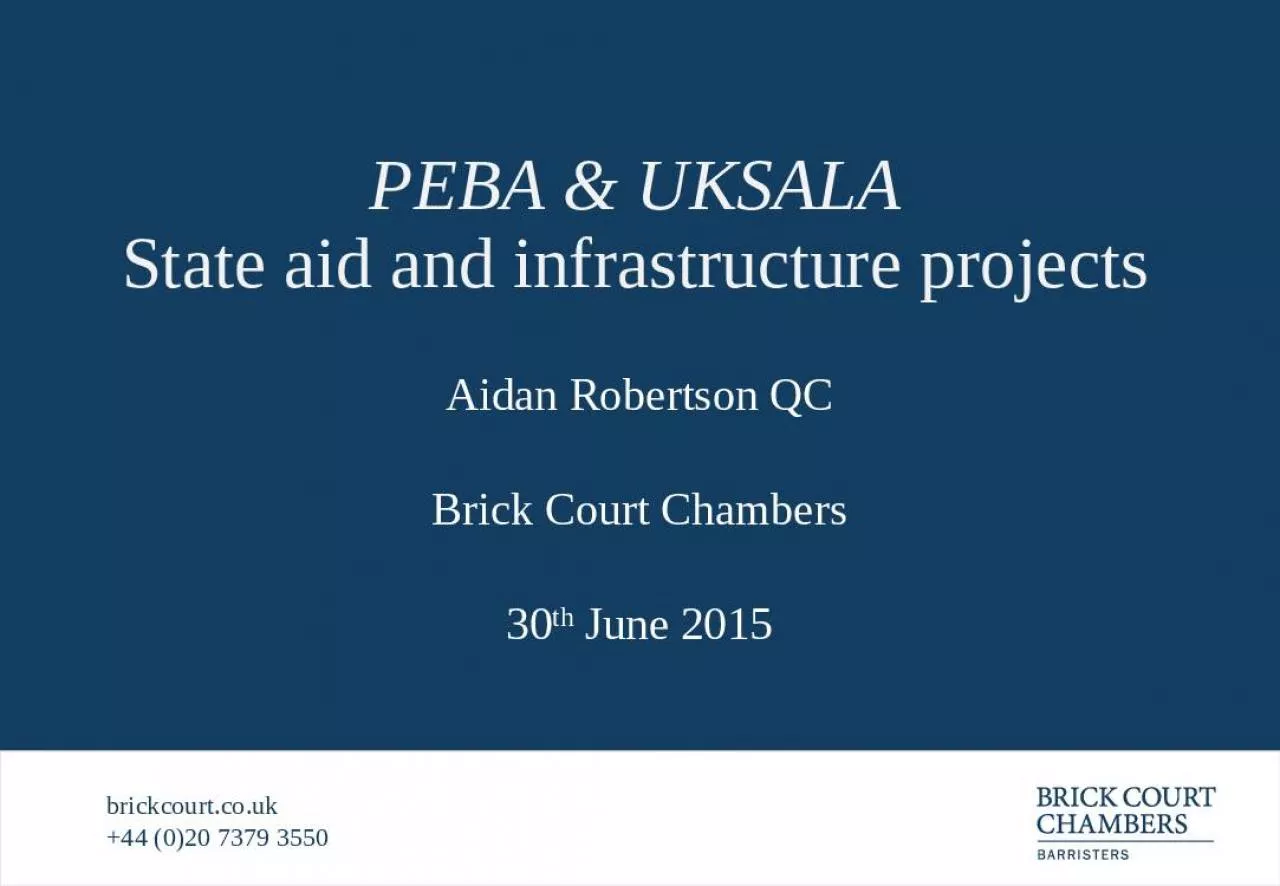 PPT-PEBA & UKSALA State aid and infrastructure projects