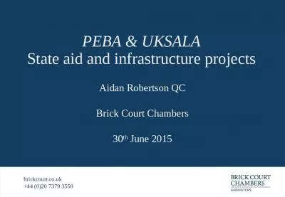 PEBA & UKSALA State aid and infrastructure projects