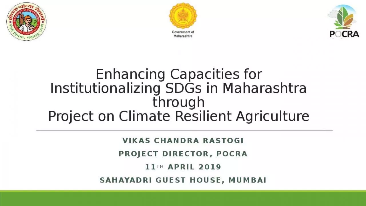 PPT-Enhancing Capacities for Institutionalizing SDGs in Maharashtra through Project on Climate