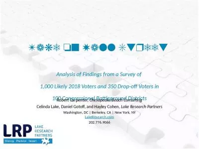 Take on Wall Street  Analysis of Findings from a Survey of  1,000 Likely 2018 Voters and 350 Drop-off Voters in 100 Congressional Battleground Districts