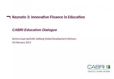 Keynote 3: Innovative Finance in Education