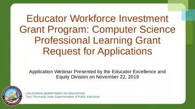 Educator Workforce Investment Grant Program: Computer Science Professional Learning Grant