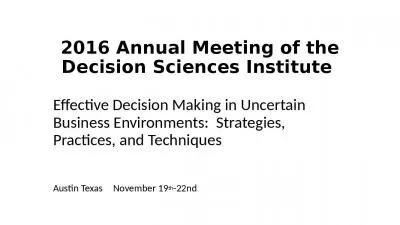 2016 Annual Meeting of the Decision Sciences Institute