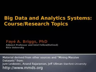 Big Data and Analytics Systems: Course/Research Topics